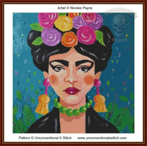 Frida Kahlo MINIATURE EDITION cross stitch pattern  NICOLEE PAYNE
