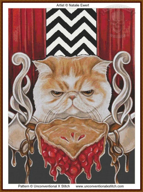 Cat Cherry Zotlynch BACKGROUND REMOVED EDITION cross stitch pattern