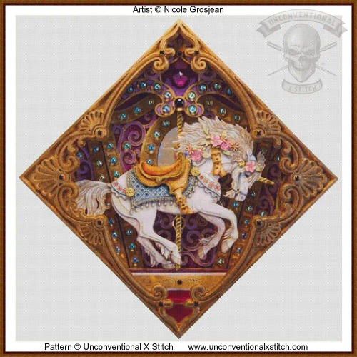 Golden Unicorn cross stitch pattern