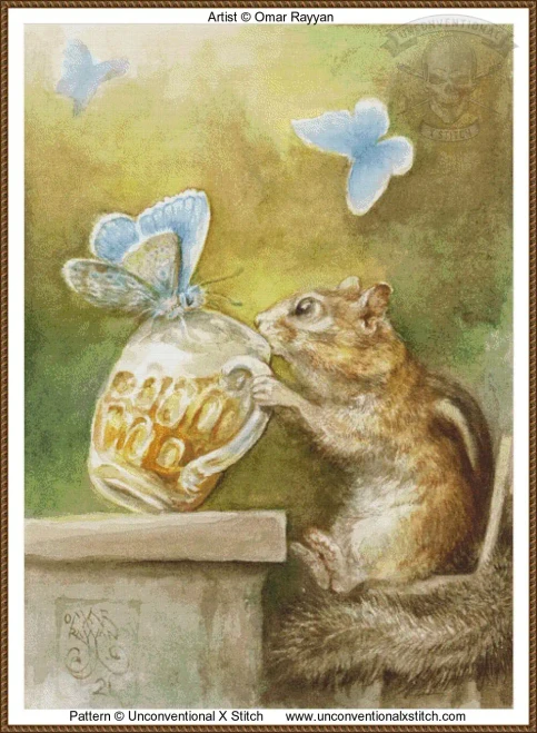 Butterflies and Beer cross stitch pattern