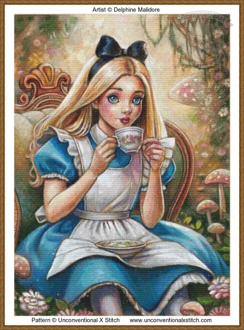 Alice in Wonderland cross stitch pattern DELPHINE