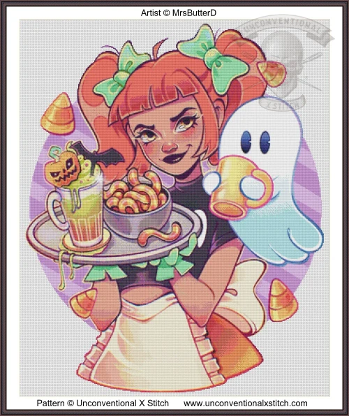 Boo! It's Coffee Time cross stitch pattern