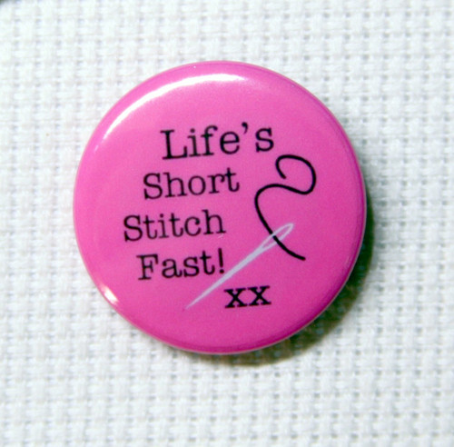 Life's Short Stitch Fast needle minder pink