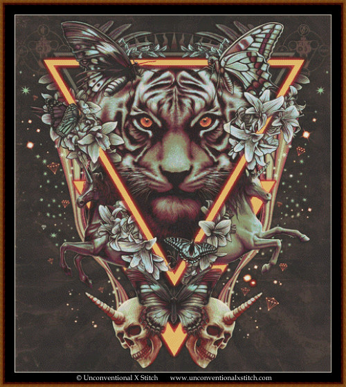 Tiger Mantra cross stitch pattern