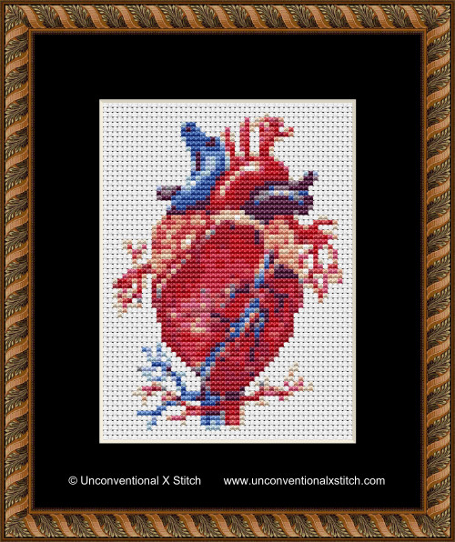 Anatomical Heart cross stitch pattern (Miniature Edition)