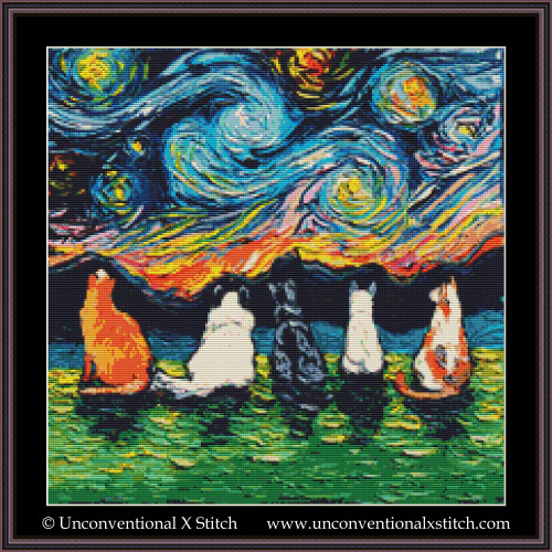 Starry Cats cross stitch pattern