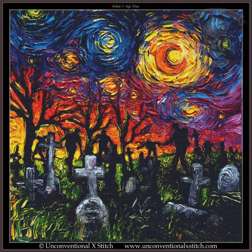 Starry Night of the Living Dead XL EDITION cross stitch pattern