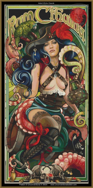 Rum Cthulhu cross stitch pattern