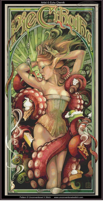Pie Cthulhu cross stitch pattern