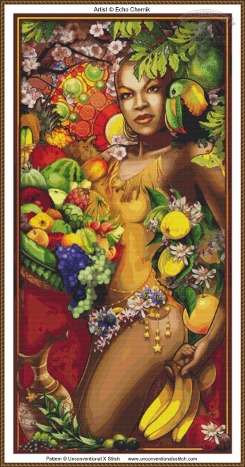 Goddess of Fruit cross stitch pattern