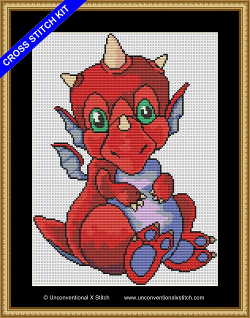 Baby Red Dragon cross stitch kit