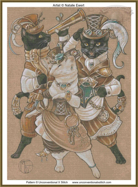 Steampunk Pets cross stitch pattern