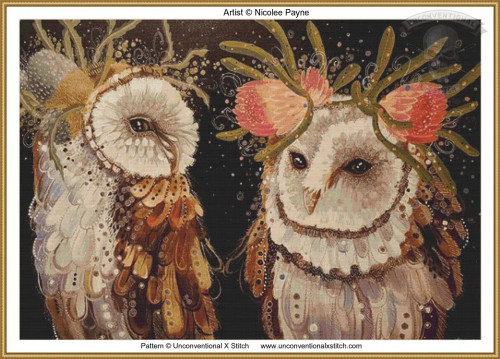 Festive Owls cross stitch pattern 
