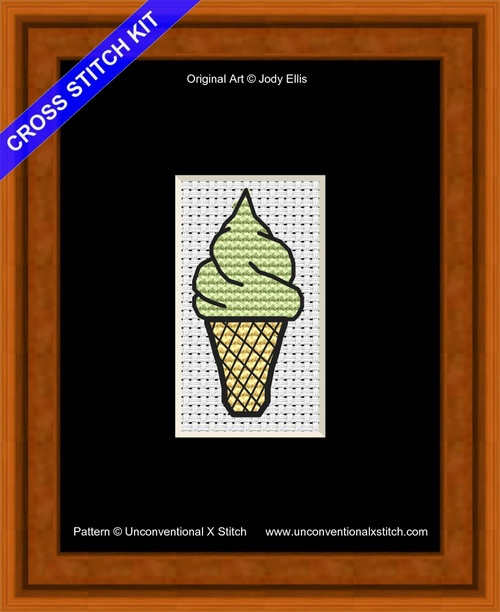 Pistachio Ice-cream  cross stitch kit READY TO SHIP 18ct