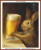 cross stitch pattern of a rabbit holding a tall glass of beer