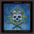 cross-stitch pattern of a skull wearing a sea crown and crossed tridents