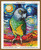 a colourful cross stitch pattern in the style of Vincent Van Gogh Starry Night of a Senegal parrot