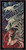 Cross-stitch pattern of a detailed, stylized depiction of a wolf's head, combining elements of abstraction and surrealism. The upper portion of the wolf’s face is dissolved into fluid, bone-like structures, giving an impression of transformation. The wolf's eye is prominently white and intense, adding to the dramatic effect. Its open mouth exposes sharp teeth and a visible tongue, surrounded by swirling red and pink ribbons that suggest motion and energy. The background features a vivid, intricate pattern of swirling blues and purples, creating a dynamic contrast with the warm colors in the foreground.