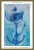 cross stitch pattern of an abstract artwork of a blue mermaid peaking through an anchor with blue background