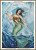  cross stitch  pattern of a mermaid amidst swirling ocean waves, with a green tail and a pearl in her hand
