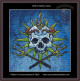 cross-stitch pattern of a skull wearing a sea crown and crossed tridents