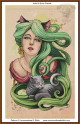 Green Haired Cat Girl cross stitch pattern
