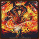 cross stitch pattern in the style of vincent van gogh of a monster facing off against a wizard