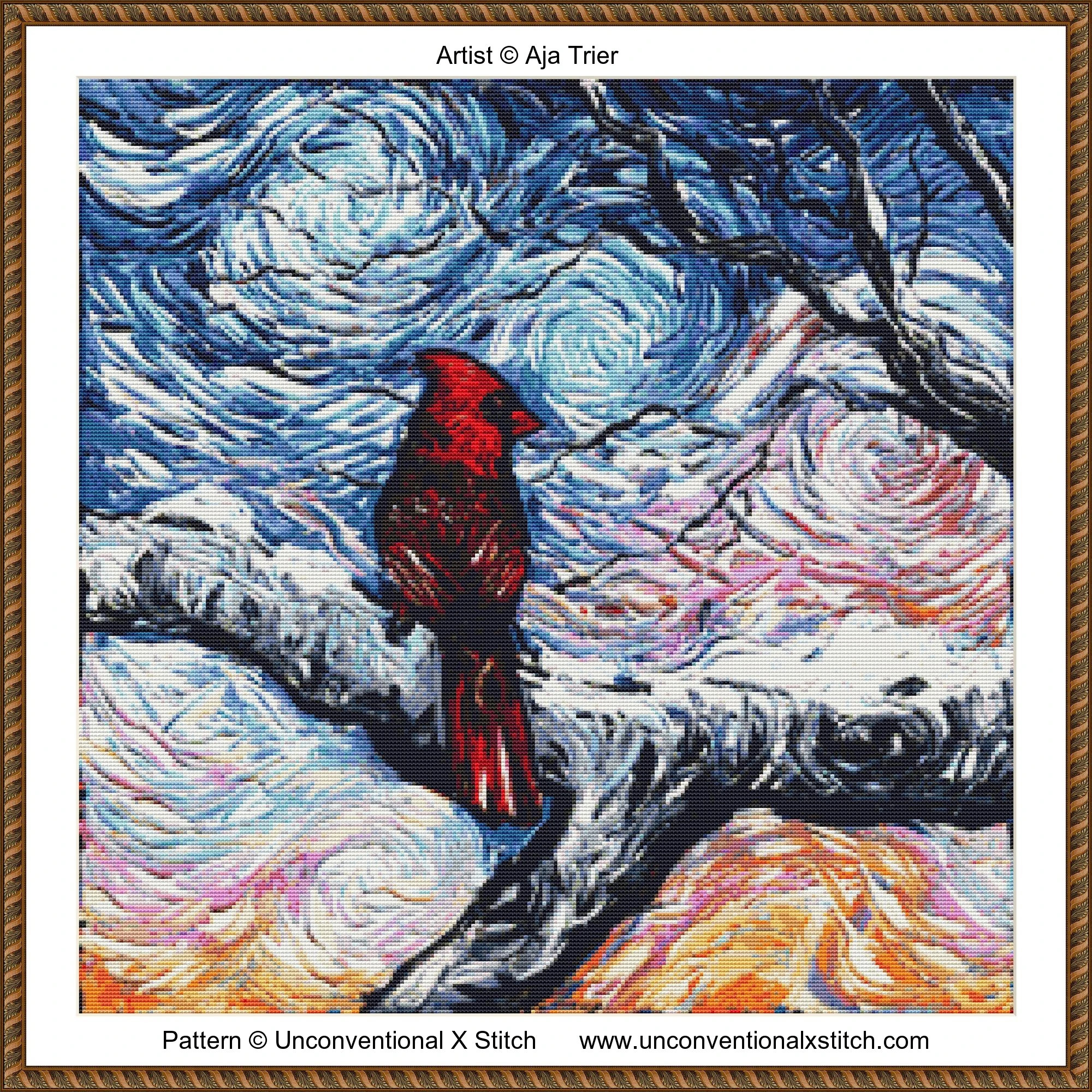 Cardinal cross stitch pattern Unconventional X Stitch