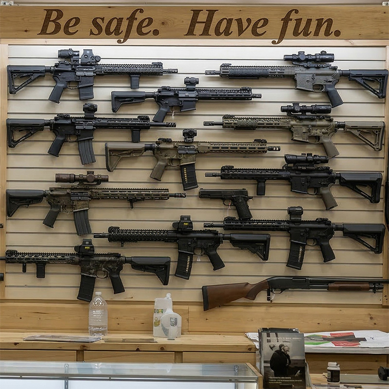 Wall of AR15's at store