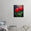 Rain-Kissed  Red Tulip Pair