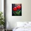 Rain-Kissed  Red Tulip Pair