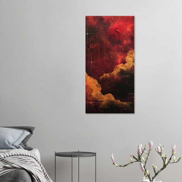 Cosmic Crimson – red abstract art