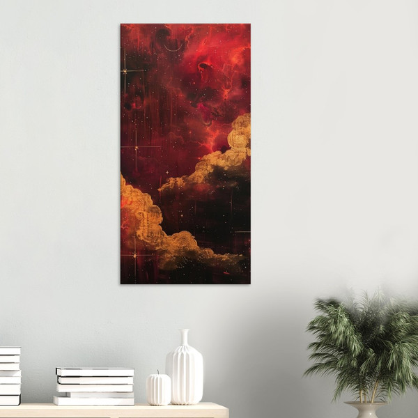 Cosmic Crimson – red abstract art