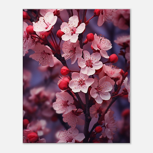 Crimson Blush in Red Cherry Blossom Twilight