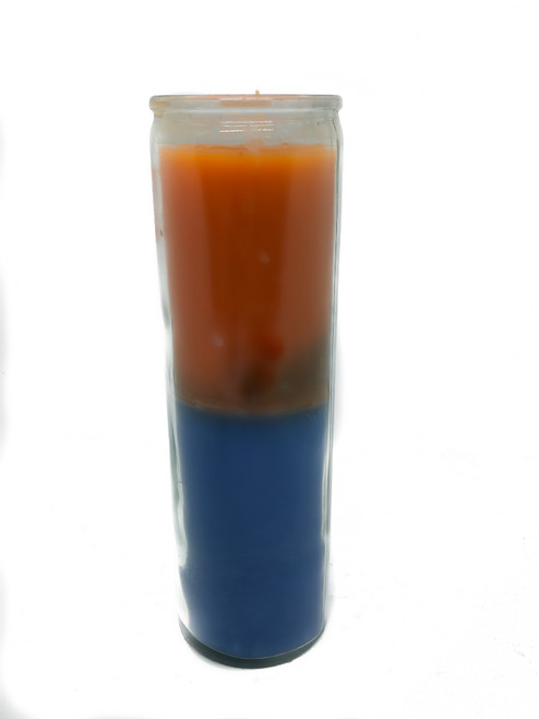 Orange/Blue Glass Loaded Candle
