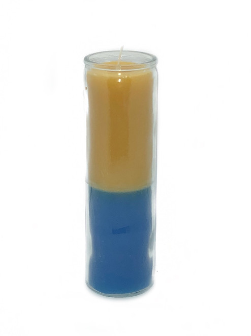 Yellow/Blue Glass Loaded Candle