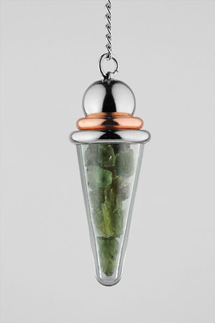 Moldavite with Copper Energy Ring Pendulum