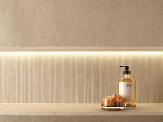 Monochromatic niche featuring Fap Nobu Beige Sticks