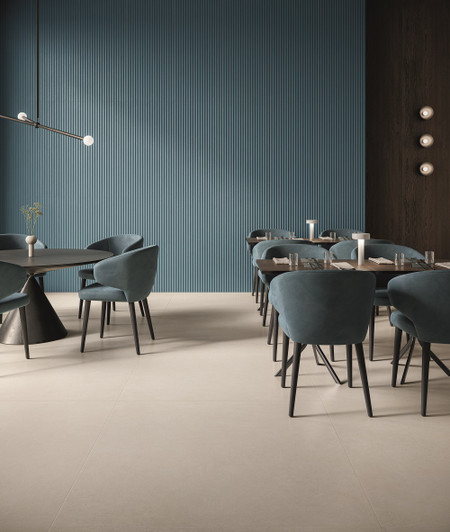 Denim Blue Fluted Tile Wall