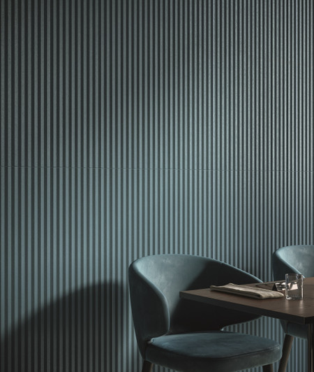 Denim Blue Ribbed Accent Wall