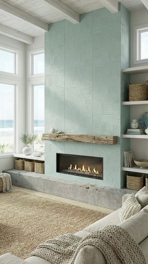Coastal Chic Fireplace with Paper Clay Nuvola