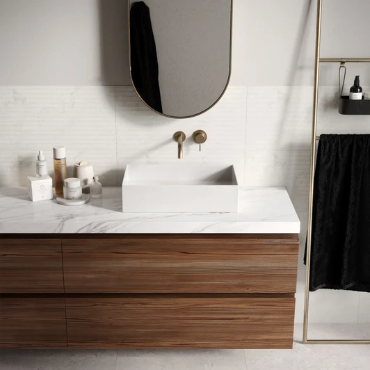 Lunaris Ivory 3D fluted Bathroom Wall