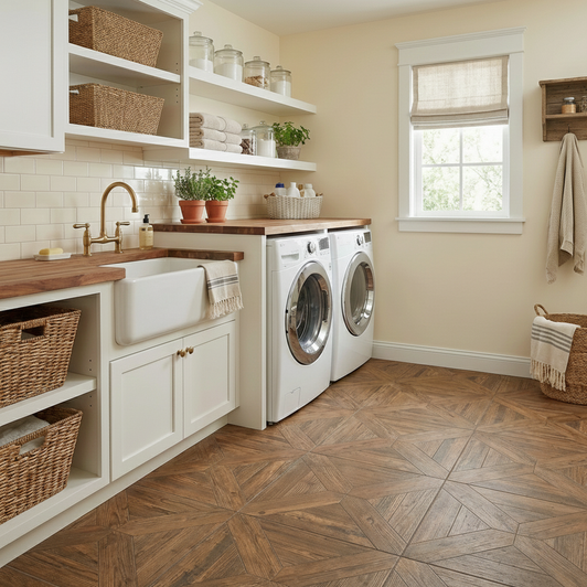 Vintage Larice Parquet Look laundry room
