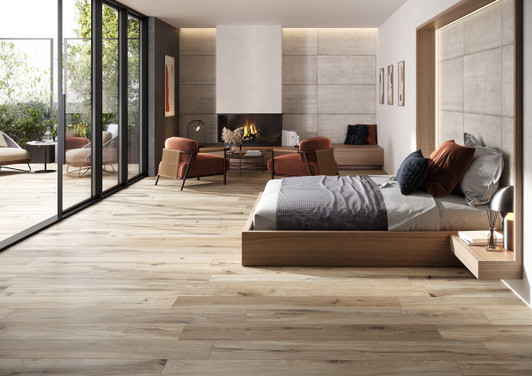 Timeless Greige Plank Bedroom
