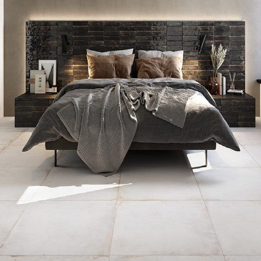 Bold Soho Black Brick in a bedroom