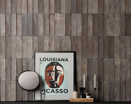 Soho Taupe Glossy Brick Accent Wall