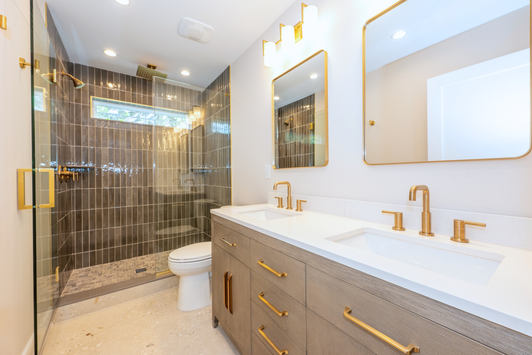 Soho Taupe Glossy Porcelain Brick Featured in a shower