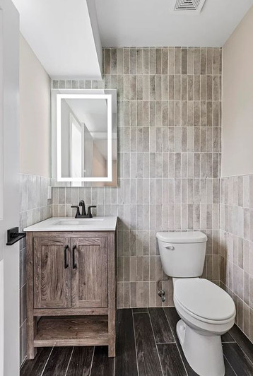 Rustic Chic powder room in Noho Gray Brick