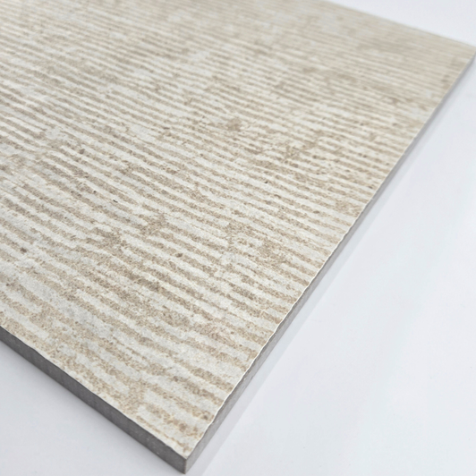 Cream textured travertine look porcelain