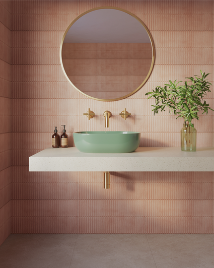 Rose colored bathroom